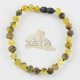 Amber bracelet green beads 21 cm for men